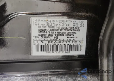 2025 Nissan Sentra Sv from USA, damaged, VIN 3N1AB8CV4SY319403